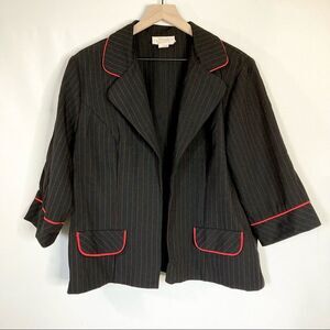 Vintage Westside Clothing Co Blazer Black and Red Pinstriped Open 18 P Cropped